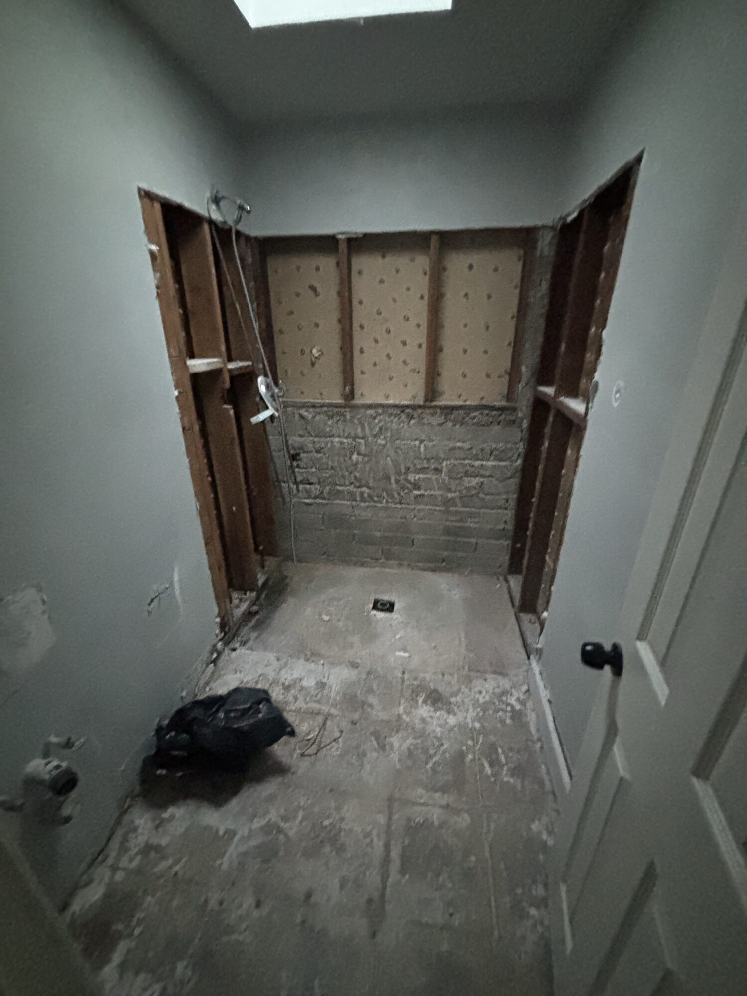 Fallbrook bathroom stripped to the studs and swept clean after OSR interior demolition and debris haul-off — ready for the rebuild